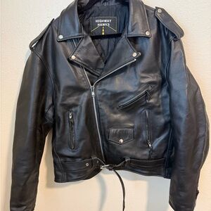 Black Leather Bomber Jacket